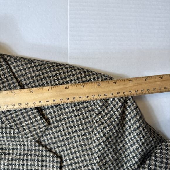 Vintage 80s–90s Oscar de la Renta Men’s Wool Brown Houndstooth Blazer 42L - Picture 12 of 13